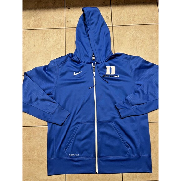 Nike Other - Duke Blue Devils Hoodie Mens XXL Nike Blue Full Zip Hooded Basketball Therma Fit